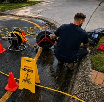 Repairing a burst drain pipe at a Concord home