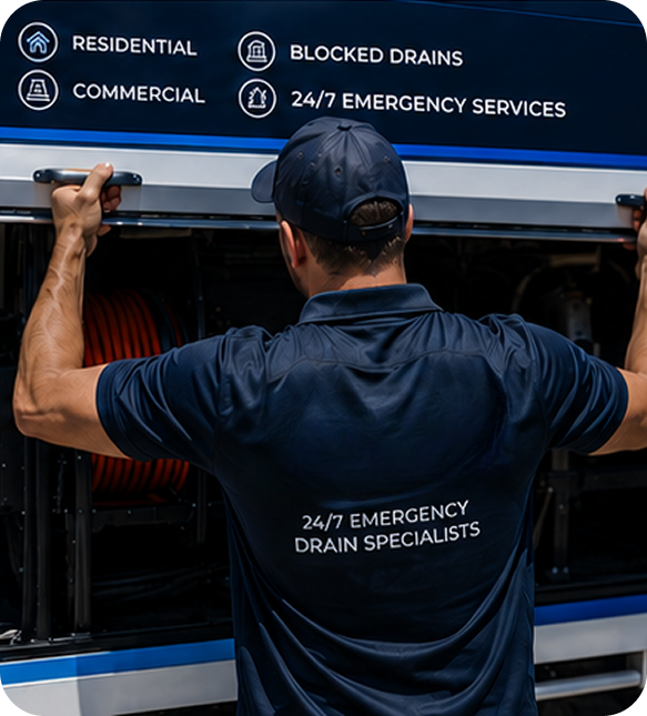 Licensed blocked drain plumber servicing a Concord home